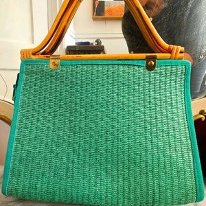 Vintage emerald straw bag